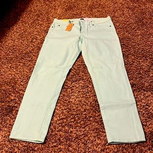 J Crew Ankle Toothpick Jeans Seafoam Green Stretch NWT